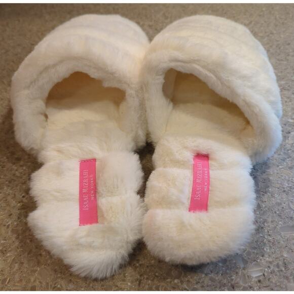 NWOT Isaac Mizrahi Slide On Faux Fur Slippers women's size L (9-10) - Picture 2 of 4